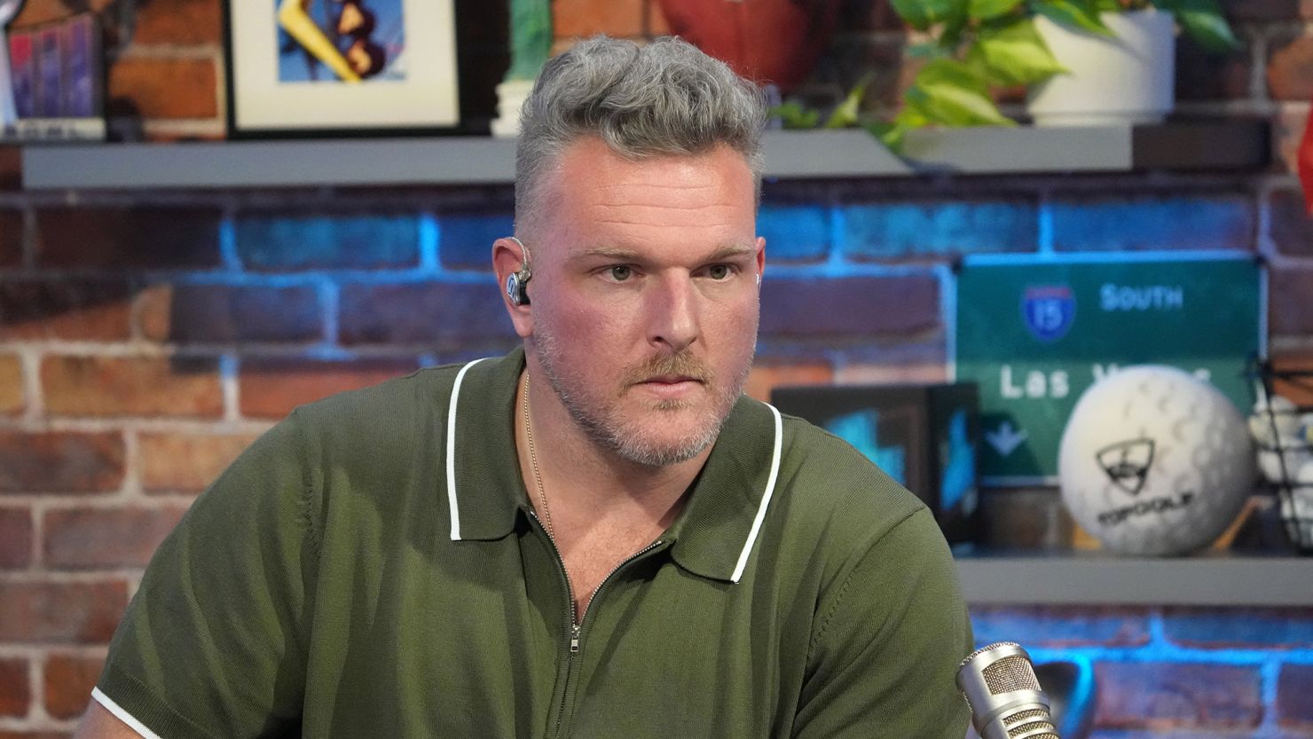Feb 8, 2024; Las Vegas, NV, USA; Pat McAfee on radio row at the Super Bowl 58 media center at the Mandalay Bay resort and casino.