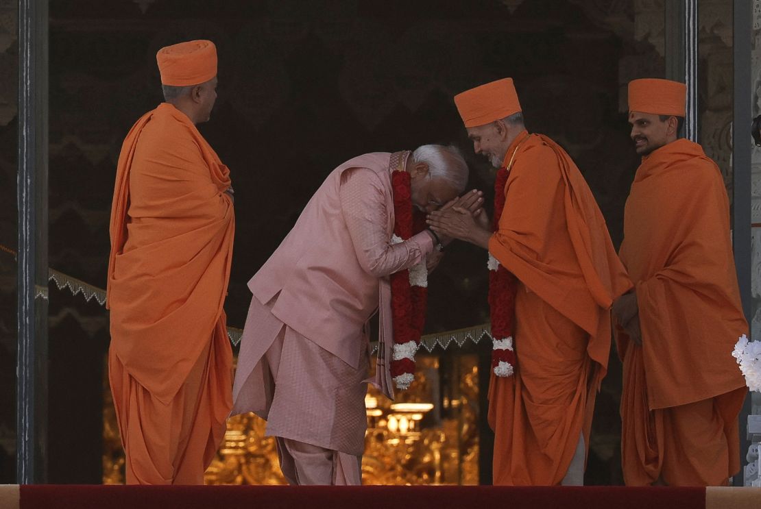 The BAPS Hindu Mandir temple sits in a vast 27-acre plot in the Abu Dhabi desert.