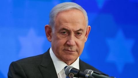 Israeli Prime Minister Benjamin Netanyahu addresses the Conference of Presidents of Major American Jewish Organizations, amid the ongoing conflict between Israel and the Palestinian Islamist group Hamas, in Jerusalem, February 18, 2024. REUTERS/Ronen Zvulun