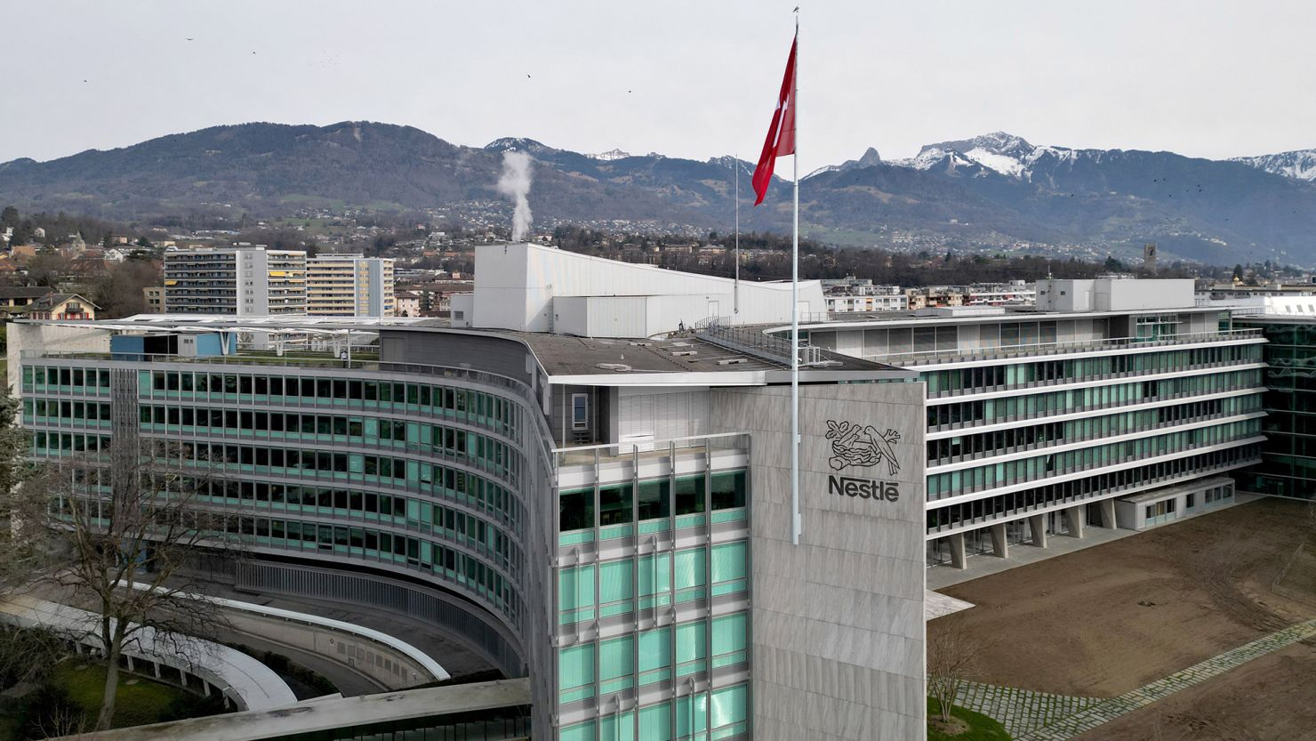 The headquarters of food giant Nestlé in Vevey, Switzerland, seen on February 21, 2024.