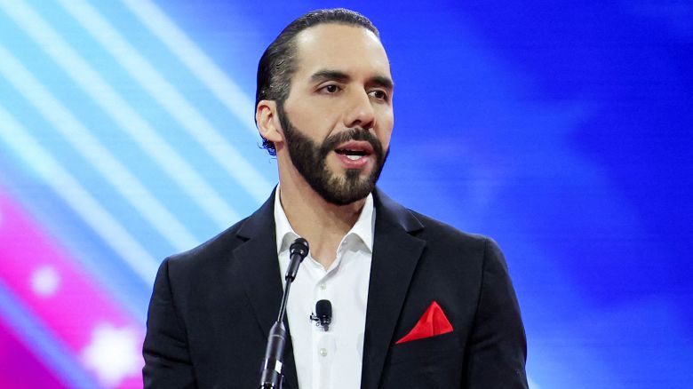 El Salvador President Nayib Bukele speaks at the Conservative Political Action Conference (CPAC) in Maryland, February 22, 2024
