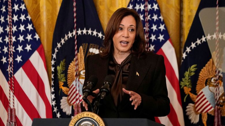 US Vice President Kamala Harris delivers remarks to US governors attending the National Governors Association winter meeting in the East Room of the White House in Washington, DC, on February 23.