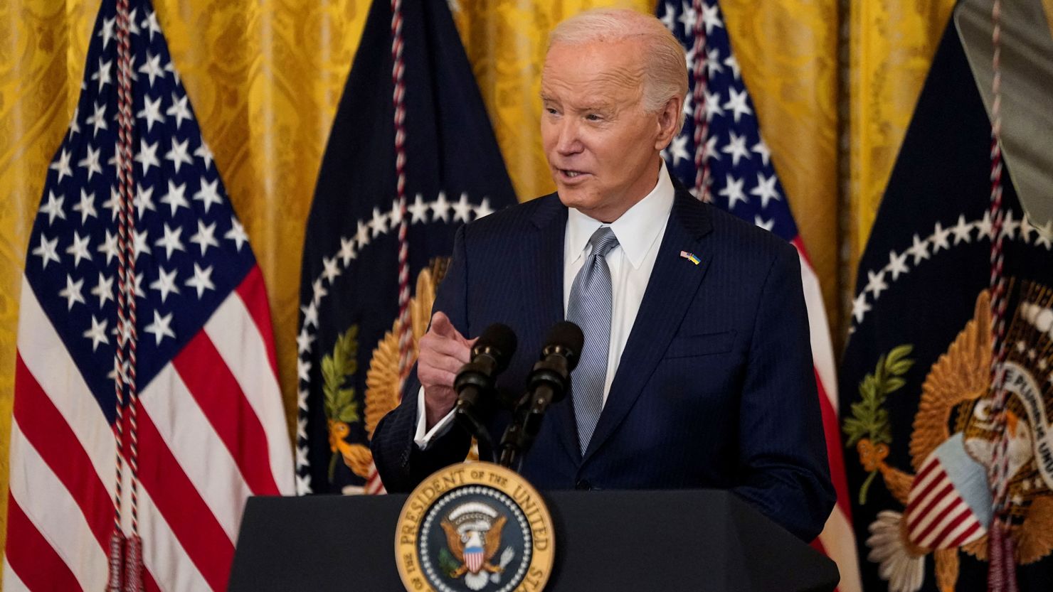 President Joe Biden delivers remarks to US governors attending the National Governors Association winter meeting in the East Room of the White House in Washington, DC, on February 23.