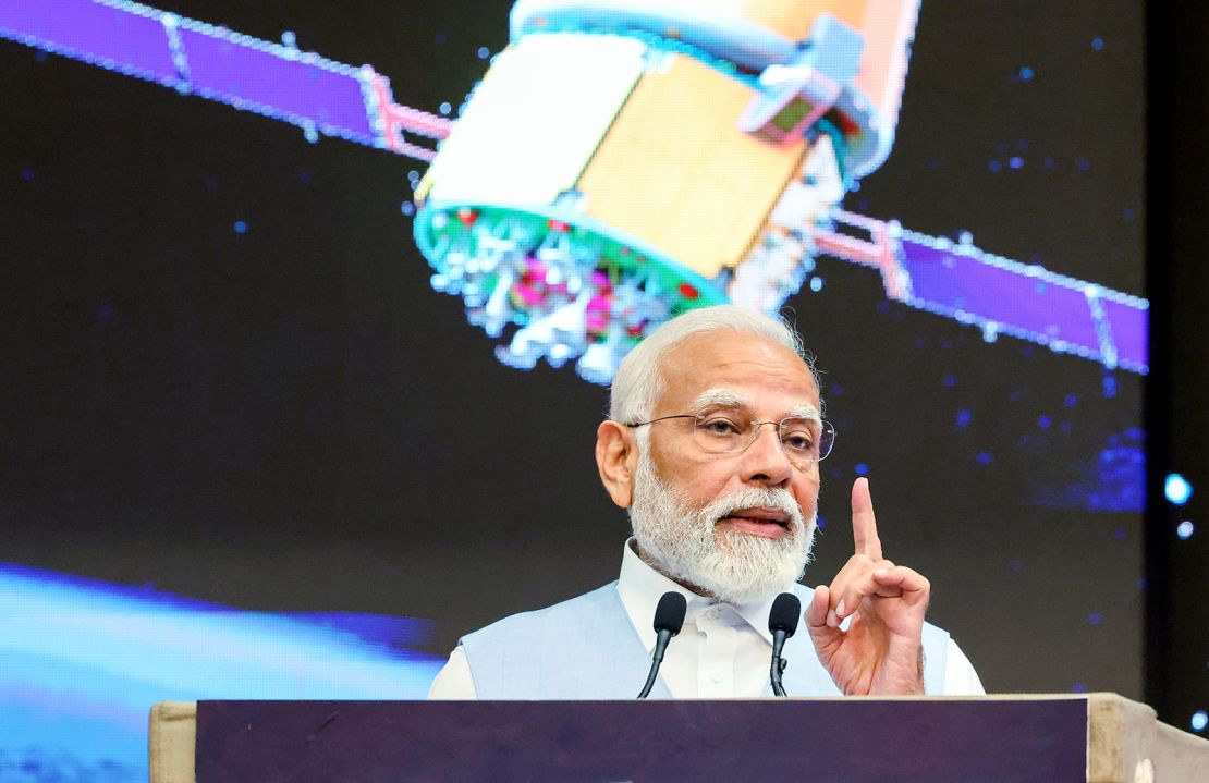 Prime Minister Narendra Modi speaks at the launch of space infrastructure projects at Vikram Sarabhai Space Centre (VSSC), in Thiruvananthapuram, India on February 27, 2024