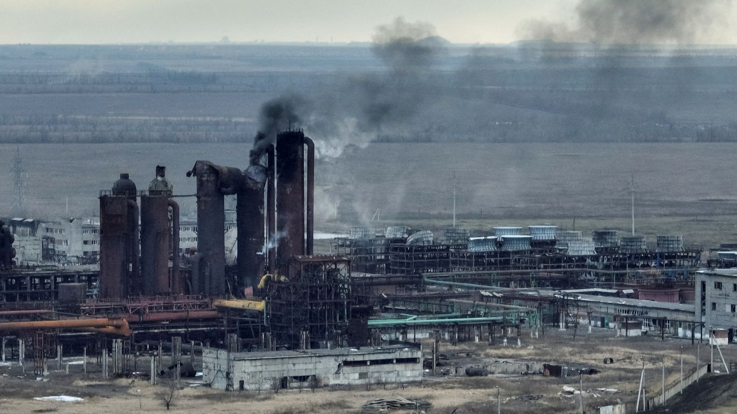 A chemical plant recently captured by Russian troops in the frontline town of Avdiivka in Donetsk region, eastern Ukraine, on February 20, 2024.