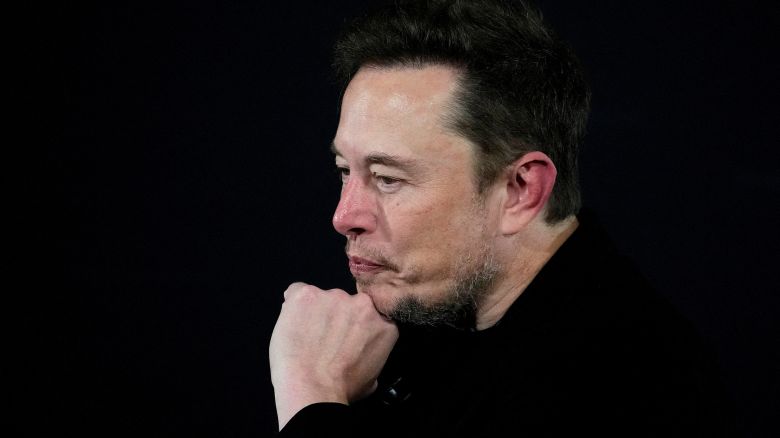 Tesla and SpaceX's CEO Elon Musk pauses during an in-conversation event with British Prime Minister Rishi Sunak in London, Britain, Thursday, Nov. 2, 2023.