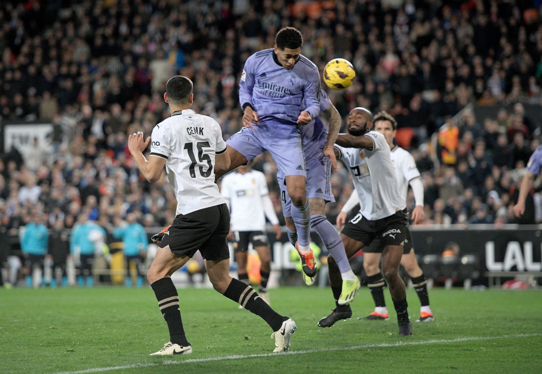 Bellingham's headed goal against Valencia was controversially disallowed.