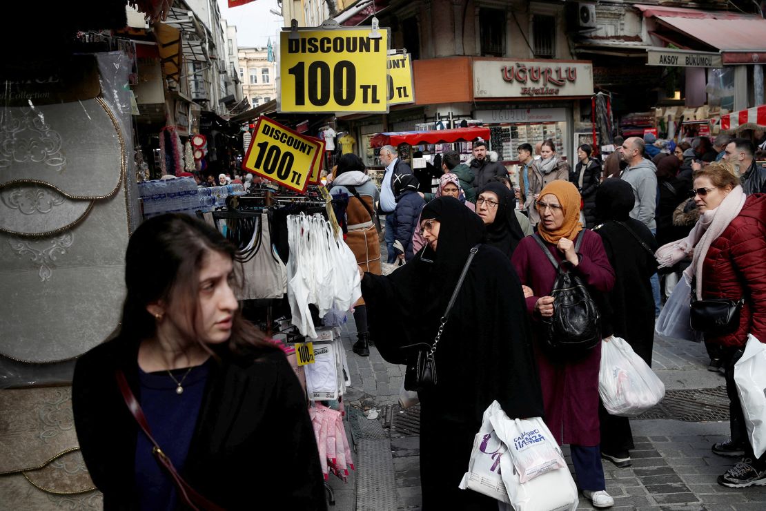 A popular middle-class shopping district in Istanbul, pictured on March 7, 2024.