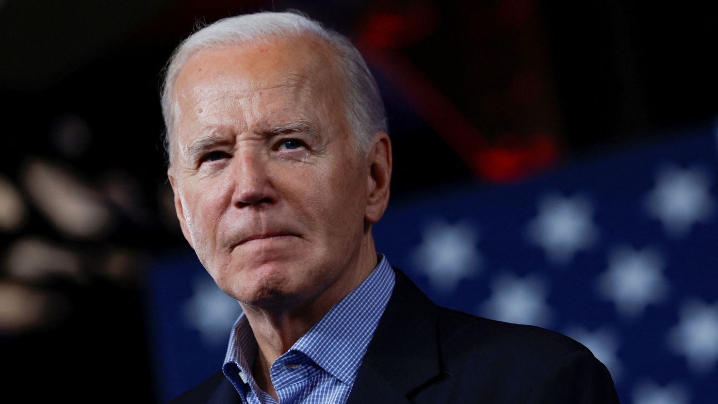 President Joe Biden looks on during a campaign event at Pullman Yards in Atlanta on March 9, 2024.