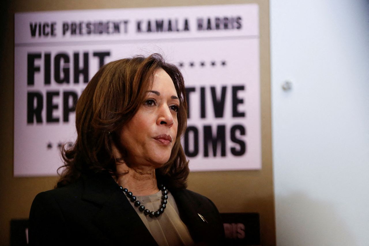 Vice President Kamala Harris visits a clinic that performs abortions in Saint Paul, Minnesota, on March 14.