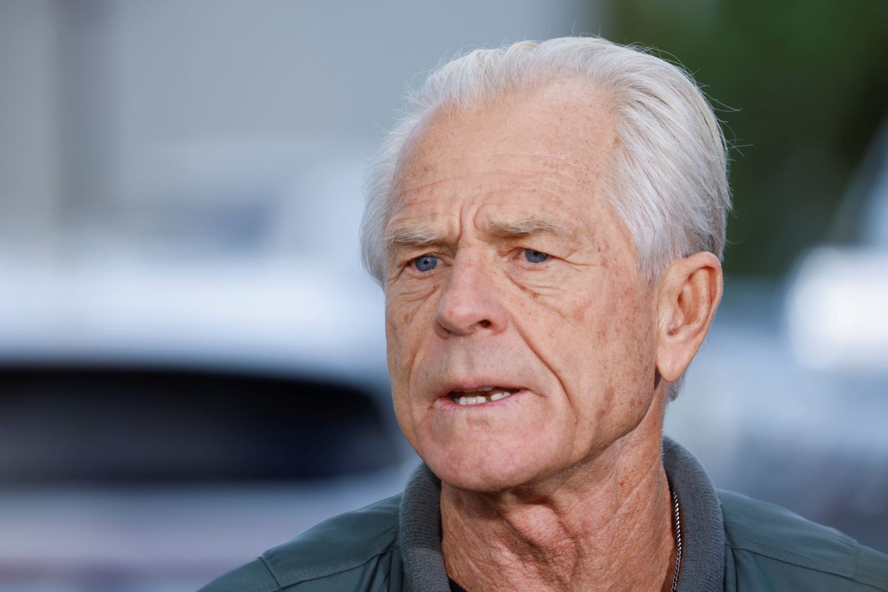 Peter Navarro talks to the media in Miami, Florida, on March 19.