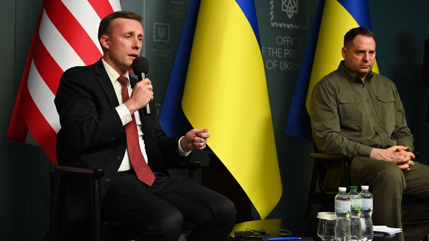 US National Security Adviser Jake Sullivan and Andriy Yermak, Ukrainian President Volodymyr Zelensky’s head of office, in Kyiv on March 20.