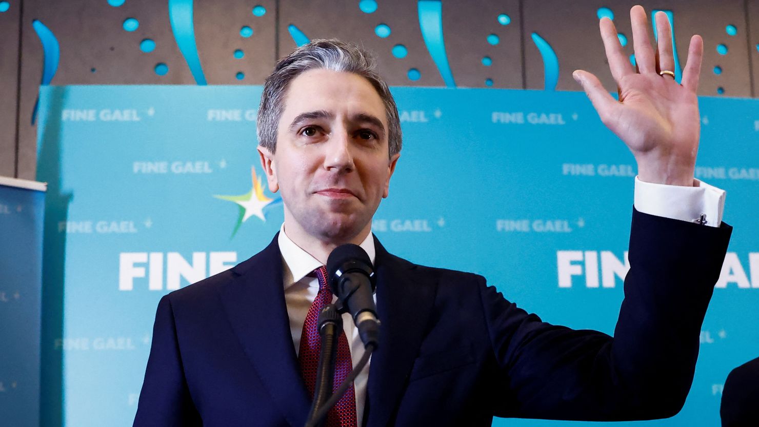 Ireland's Minister for Higher Education, Simon Harris, prepares to speak after being announced as the new leader of Fine Gael.