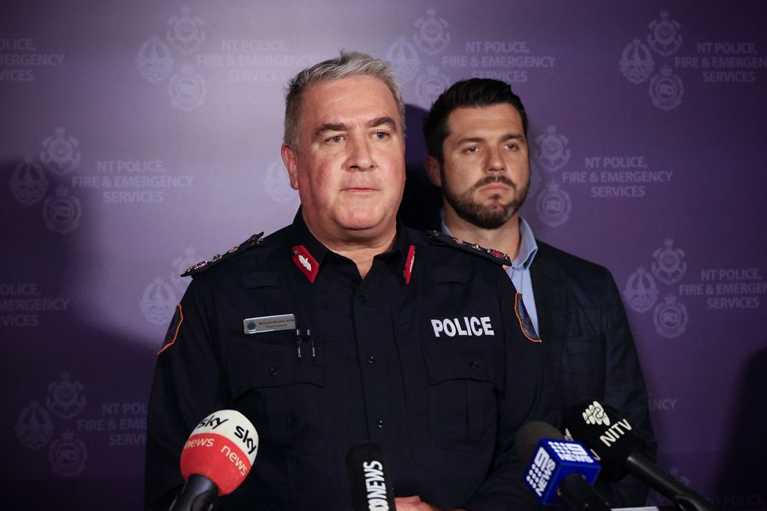 Northern Territory Police Force Commissioner Michael Murphy speaks to media during a press conference in Darwin, Wednesday, March 27, 2024.