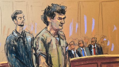 FTX founder Sam Bankman-Fried stands at the defense table to make a statement to U.S. District Judge Lewis Kaplan at Federal Court in New York City, U.S., March 28, 2024 in this courtroom sketch.