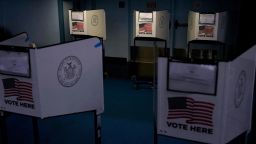 A view of voting booths at a polling station for the New York U.S. Presidential Primary election in the Brooklyn borough of New York City, U.S., April 2, 2024. REUTERS/Adam Gray     TPX IMAGES OF THE DAY     