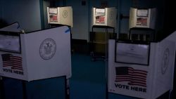 A view of voting booths at a polling station for the New York U.S. Presidential Primary election in the Brooklyn borough of New York City, U.S., April 2, 2024. REUTERS/Adam Gray TPX IMAGES OF THE DAY 