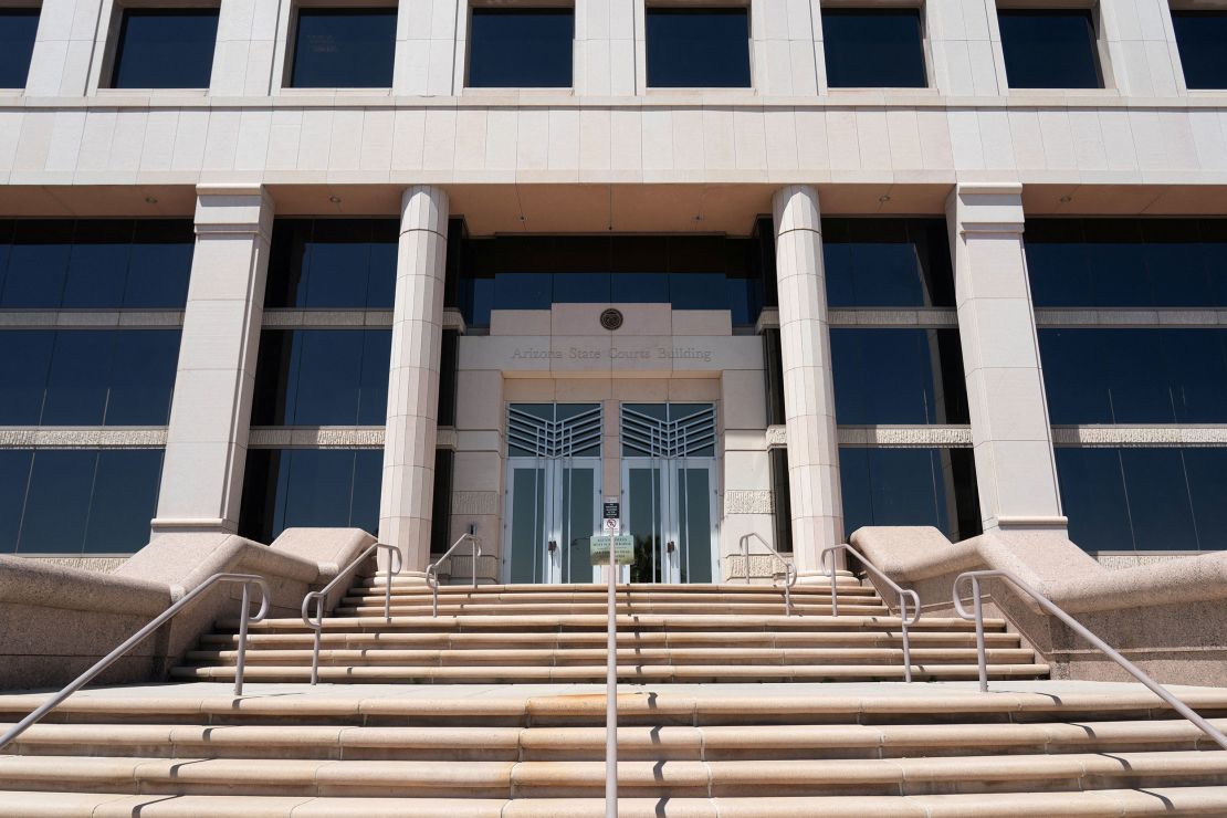 The Arizona Supreme Court entrance is seen in Phoenix, Arizona, on April 9.