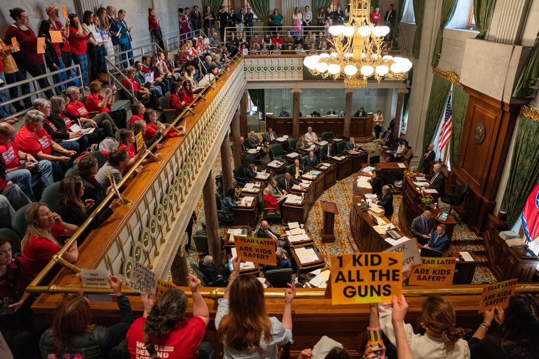 Gun reform activists seen in the state Senate gallery.