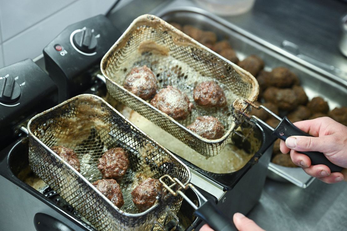 Raccoon meatballs being deep fried at the Wildererhütte.