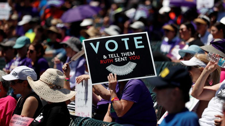 Abortion rights advocates launch their 'Yes On 4' campaign in Orlando, Florida, on April 13, 2024. In November, Florida voters will decide whether there should be a right to abortion in the state.