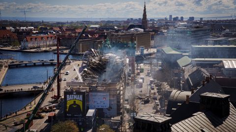 The fire was still burning on Wednesday afternoon.