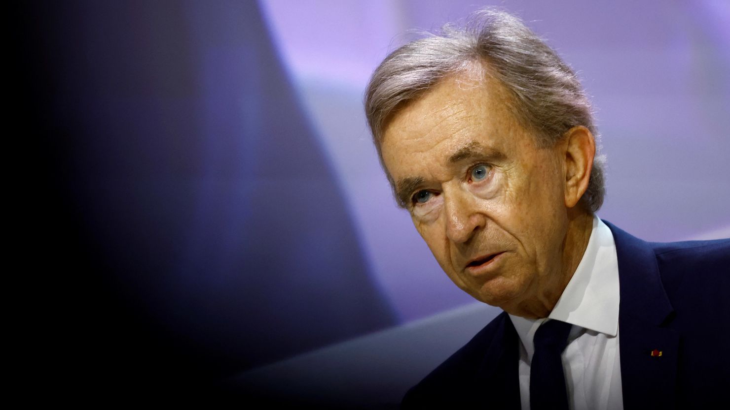 Bernard Arnault, chairman and CEO of LVMH Moet Hennessy Louis Vuitton, speaks during the company's annual shareholders meeting in Paris on April 18.