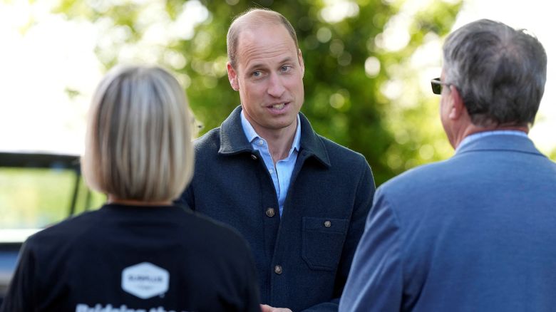 Prince William arrives for a visit to Surplus to Supper, a surplus food redistribution charity in Sunbury-on-Thames in Surrey, outside London on Thursday. 