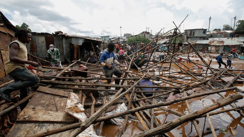 Residents sift through the rubble as they recover their belongings after the Nairobi river burst its banks and destroyed their homes within the Mathare valley settlement in Nairobi, Kenya April 24, 2024.