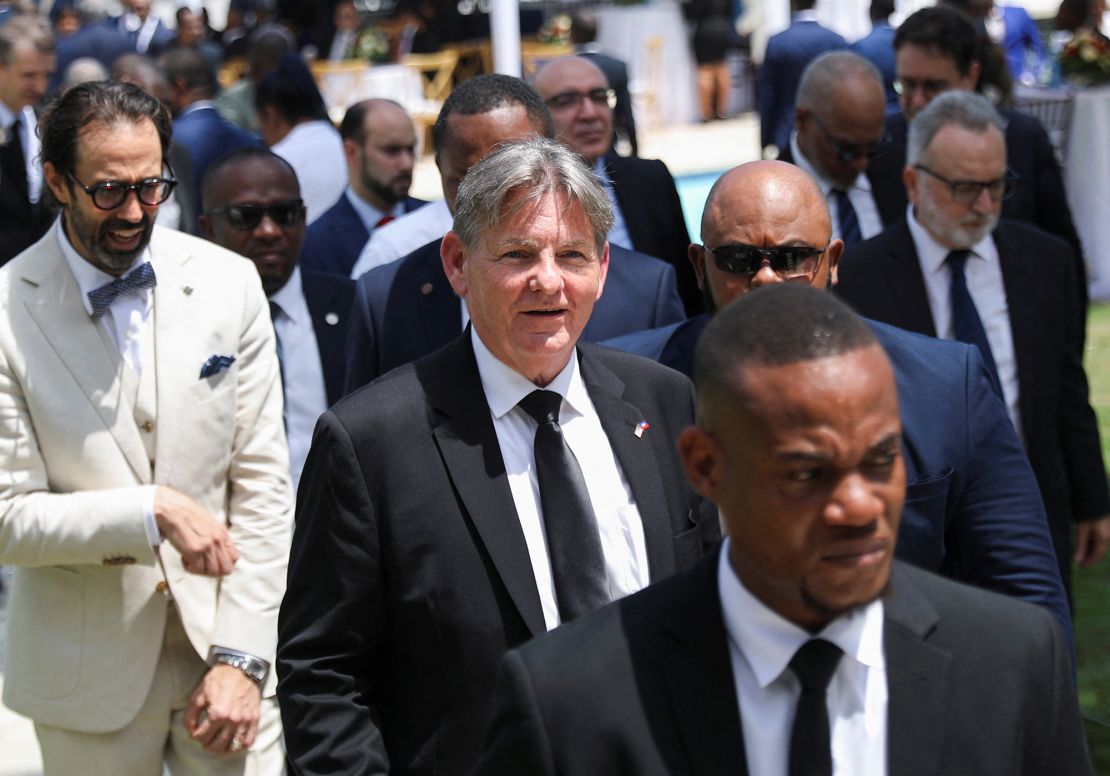 US Ambassador to Haiti Dennis Hankins walks after Haiti’s transitional council ceremony, on the outskirts of Port-au-Prince, Haiti on April 25, 2024.