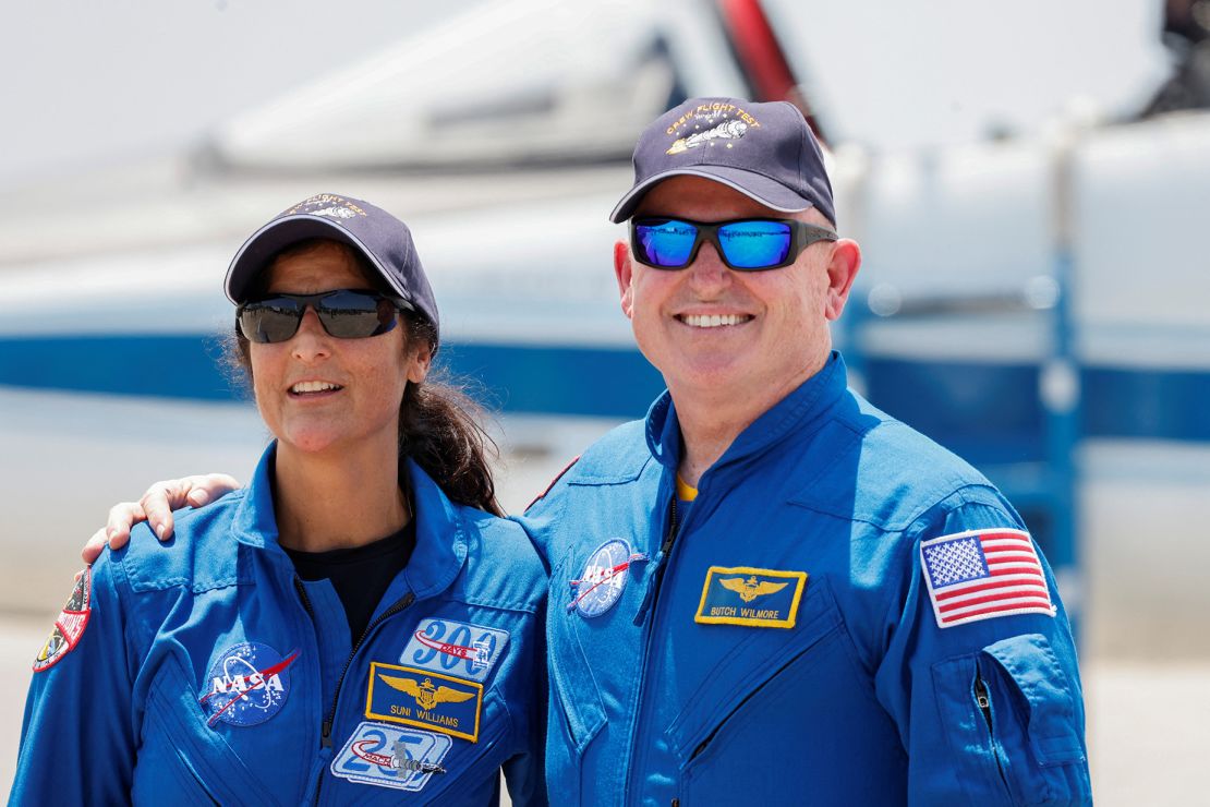 NASA astronauts Suni Williams (left) and Butch Wilmore pose on April 25 ahead of the planned Starliner launch attempt.