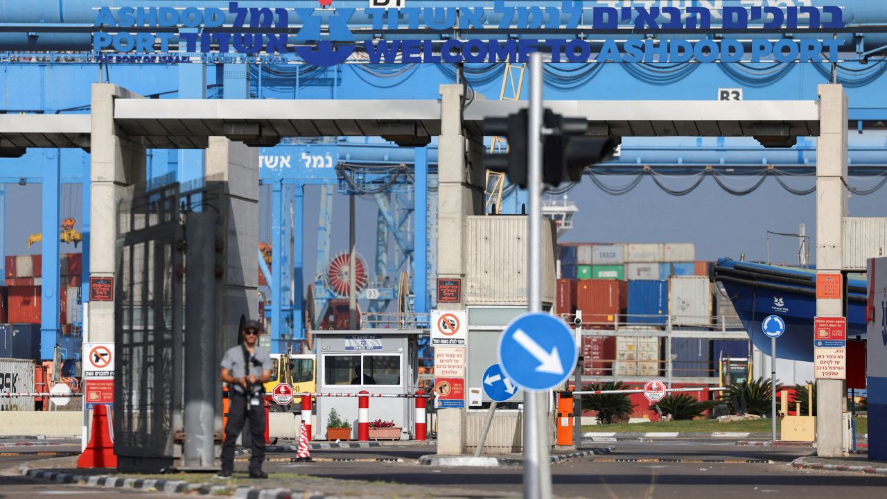 FILE PHOTO: A view of Ashdod port after the Israeli cabinet approved the temporary use of the port for aid deliveries into Gaza, amid the ongoing conflict between Israel and Hamas, in Ashdod, Israel, April 5, 2024.