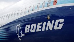 The Boeing logo is seen on the side of a Boeing 737 MAX at the Farnborough International Airshow in this 2022 file photo.