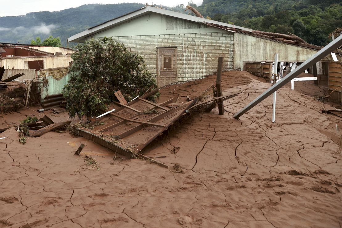 Mud left after floodwaters receded in Jacarezinho.