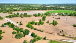 An aerial view of a flooded area in Brooks Crossing, Texas, May 5, 2024.