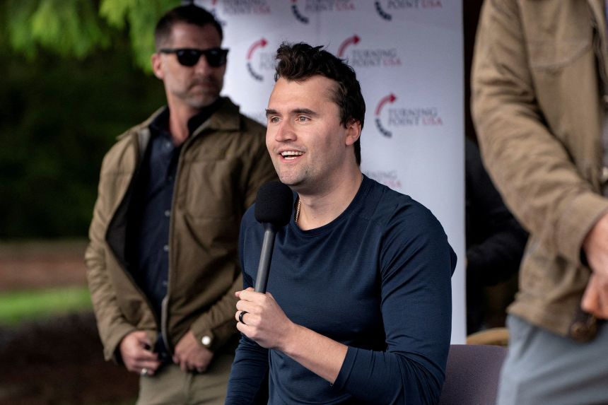 Charlie Kirk holds a debate event at the University of Washington in Seattle, on May 7, 2024.
