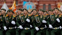 Russian service members march in columns during a military parade on Victory Day, which marks the 79th anniversary of the victory over Nazi Germany in World War Two, in Red Square in Moscow, Russia, May 9, 2024. REUTERS/Evgenia Novozhenina