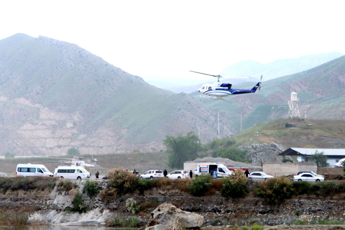 A helicopter carrying Iran's President Ebrahim Raisi takes off, near the Iran-Azerbaijan border, May 19, 2024.