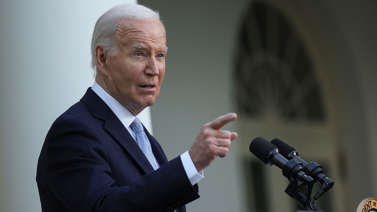 U.S. President Joe Biden delivers remarks, at a celebration for Jewish American Heritage Month, in the Rose Garden at the White House, in Washington, U.S., May 20, 2024. REUTERS/Leah Millis