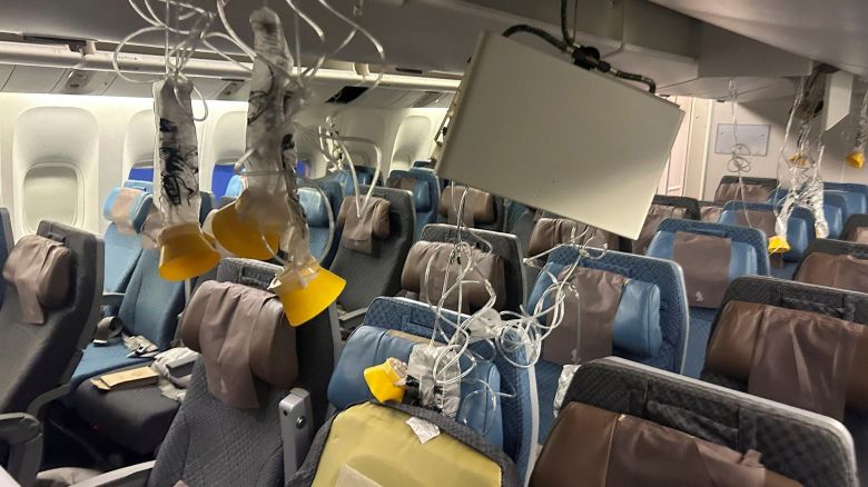 The interior of Singapore Airline flight SG321 is pictured after an emergency landing at Bangkok's Suvarnabhumi International Airport, Thailand, May 21, 2024. REUTERS/Stringer