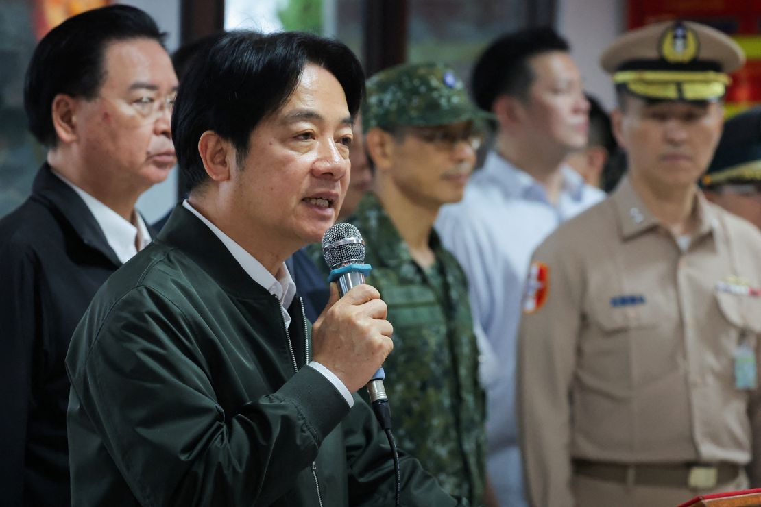 Taiwan President Lai Ching-te visits a military camp in Taoyuan, Taiwan, on Thursday.