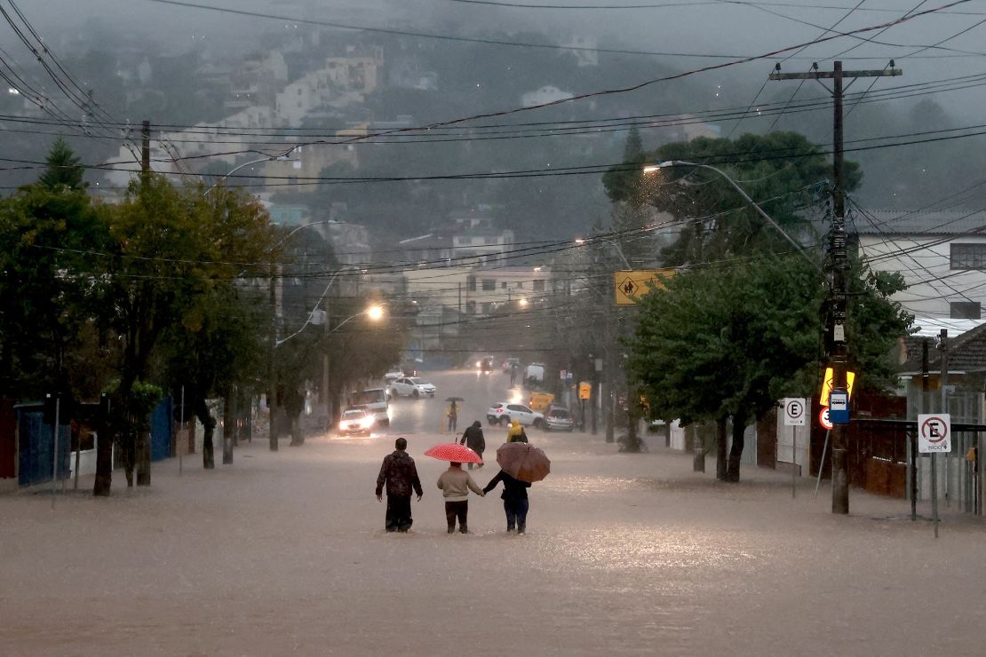 A flooded area in the Cavalhada neighborhood after heavy rains in Porto Alegre, Brazil on May 23, 2024.