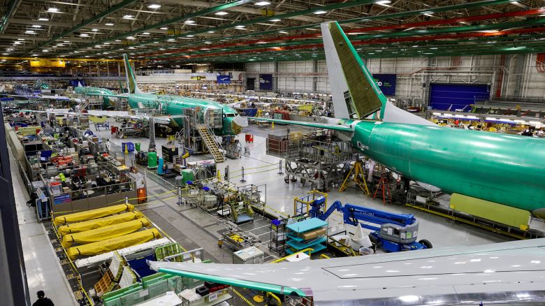 FILE PHOTO: The production line for the Boeing P-8 Poseidon maritime patrol aircraft is pictured at Boeing's 737 factory in Renton, Washington, U.S. November 18, 2021. REUTERS/Jason Redmond/File Photo