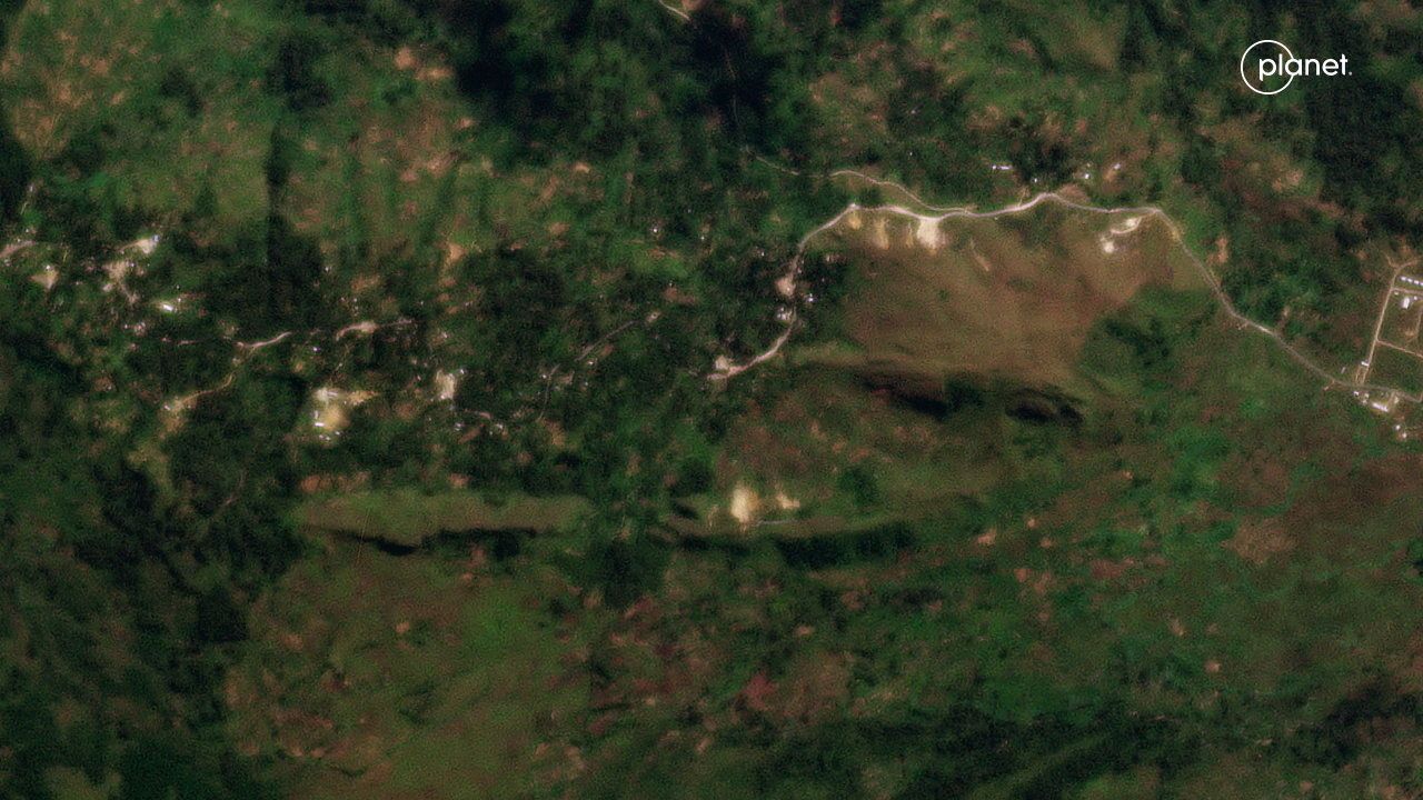 Satellite imagery shows the view before a landslide in the Enga Province, Papua New Guinea, May 23, 2024. 2024 Planet Labs Inc/Handout via REUTERS    THIS IMAGE HAS BEEN SUPPLIED BY A THIRD PARTY. NO RESALES. NO ARCHIVES. MANDATORY CREDIT.