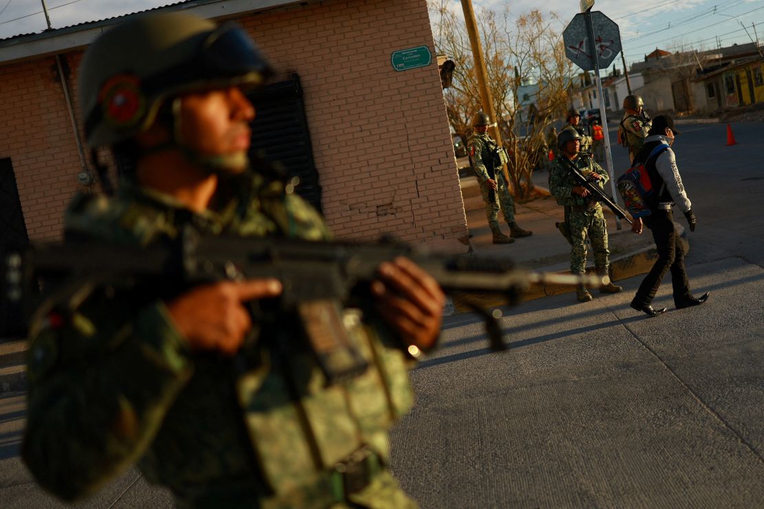 Members of the Mexican Army and National Guard participate in Operation Juarez, aimed at reducing violence in Ciudad Juarez, Mexico, February 17, 2024.