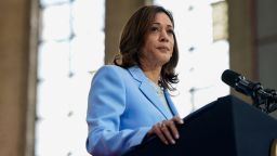 U.S. Vice President Kamala Harris looks on during a campaign event at Girard College in Philadelphia, Pennsylvania, U.S., May 29, 2024. REUTERS/Elizabeth Frantz