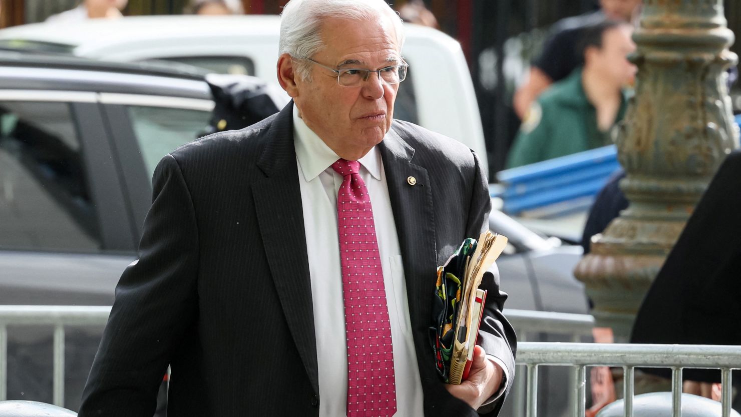 New Jersey Sen. Bob Menendez arrives at federal court in New York City on May 30, 2024.