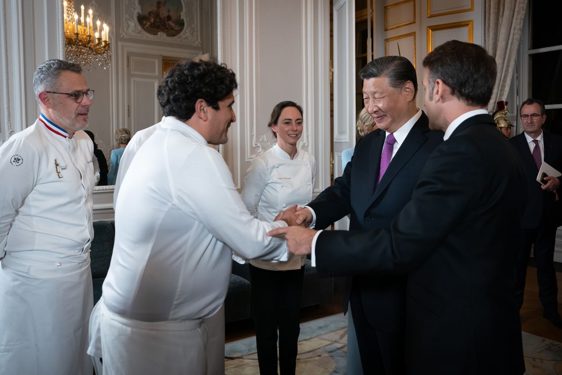 Chef Mauro Colagreco, seen here shaking Chinese leader Xi Jinping's hand, was one of three chefs invited to prepare the recent state dinner in France.