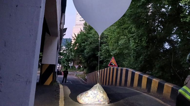 One of the balloons believed to have been sent by North Korea.