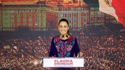 Claudia Sheinbaum addresses her supporters after being projected to win the presidential election in Mexico City, Mexico on June 3, 2024.